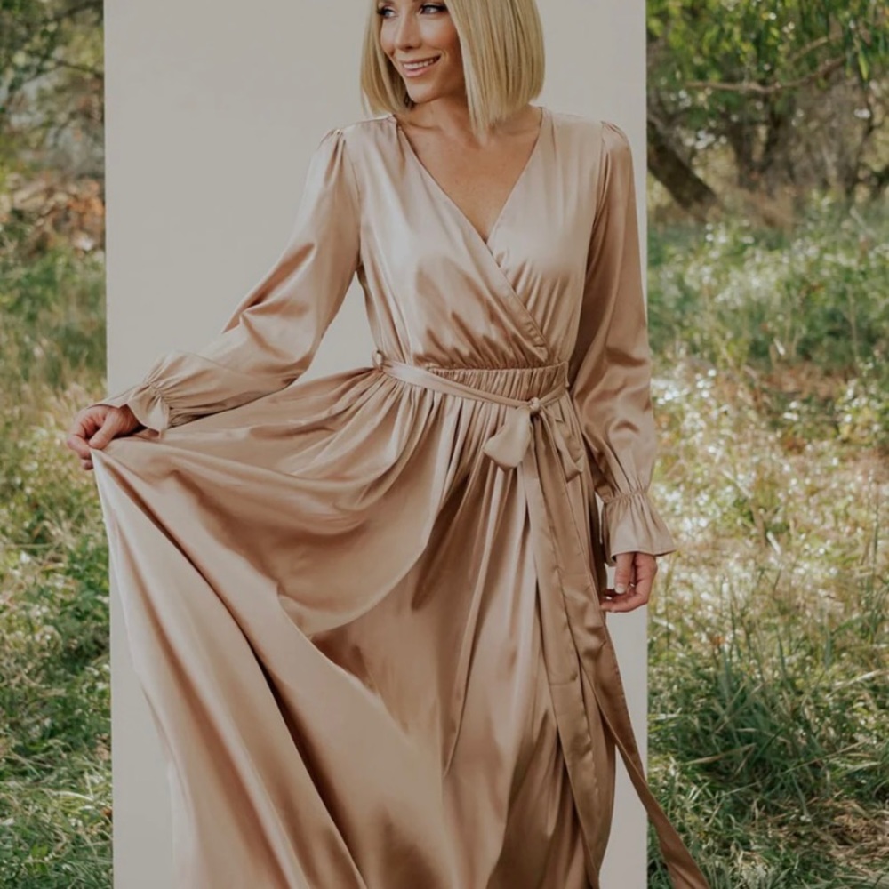 NEW!!! Baltic Born Jenna Gold Satin Maxi Dress